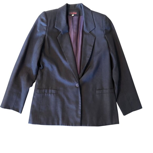 Vintage Laura Caspari Navy Blazer Women’s Size 6 Linen Blend USA Made - Picture 1 of 8
